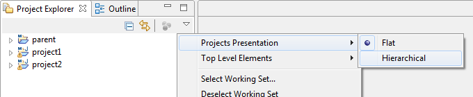Switch the Projects Presentation configuration in the Project Explorer