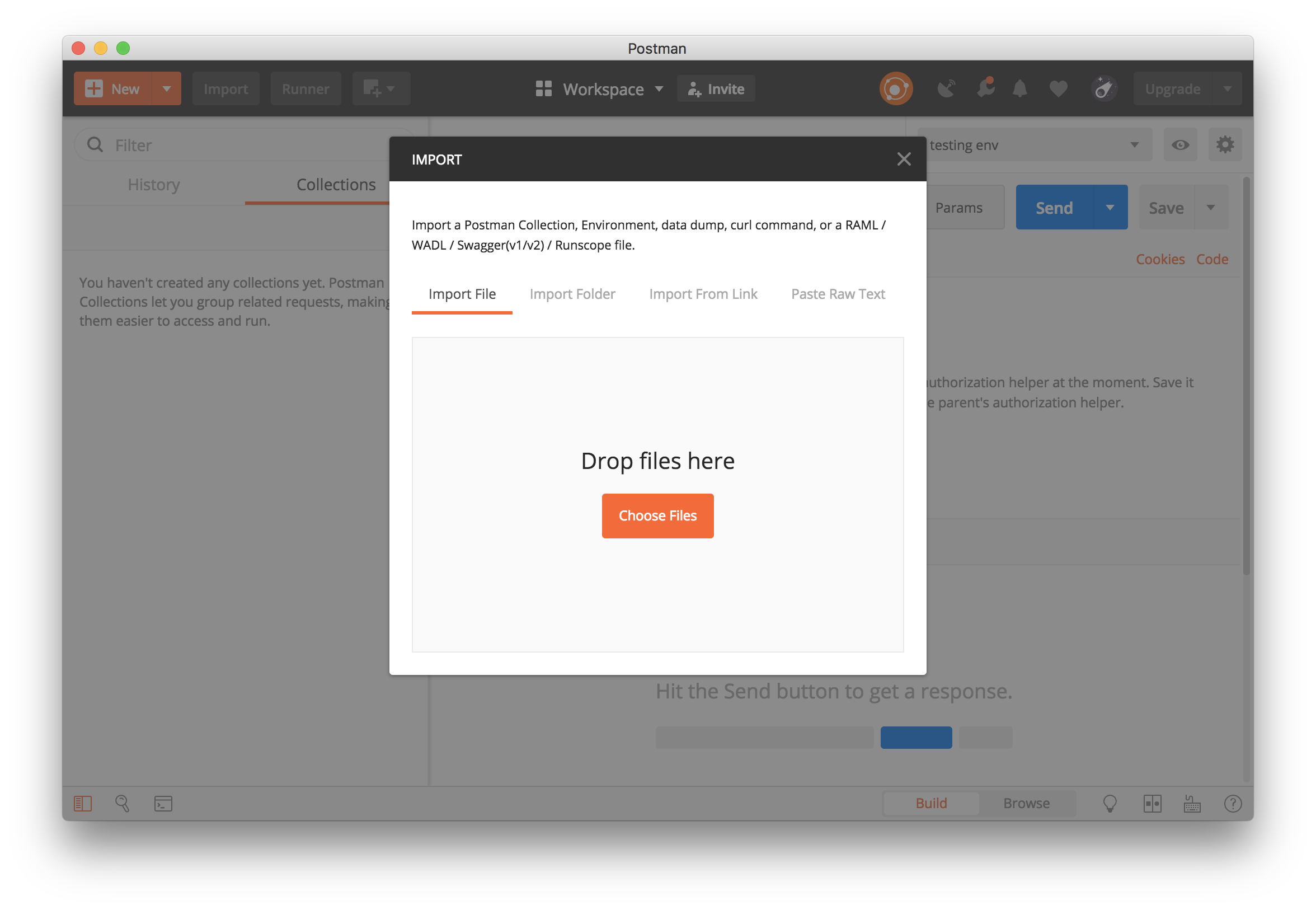Import feature in Postman